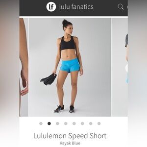 GUC Lululemon Speed Shorts, Low Rise, 2.5” inseam, Kayak Blue, Size 8.